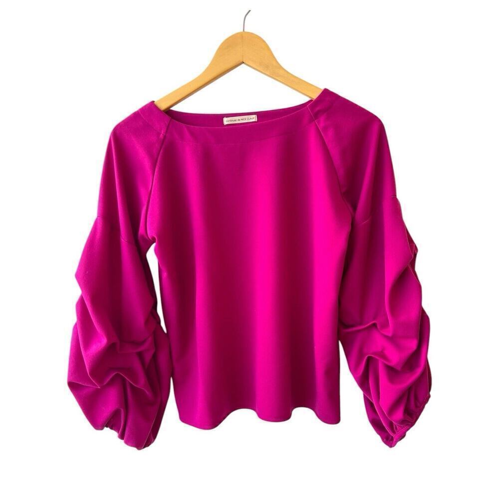 Continuer De Nice Claup Purple Puff Sleeve Blouse Japan Luxury Designer
